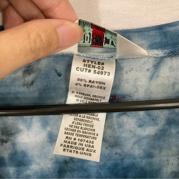 Hard Tail Blue Tie Dye Stretch Ultra Soft Relaxed Fit Top Small - Picture 3 of 10